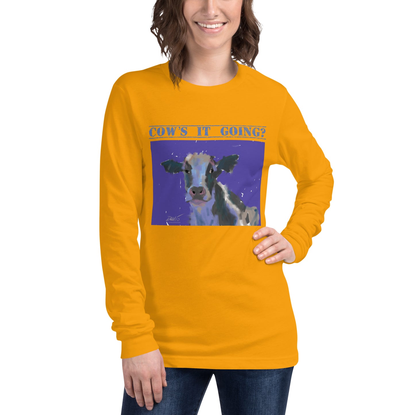 Cow’s It Going - text - Unisex Long Sleeve Tee