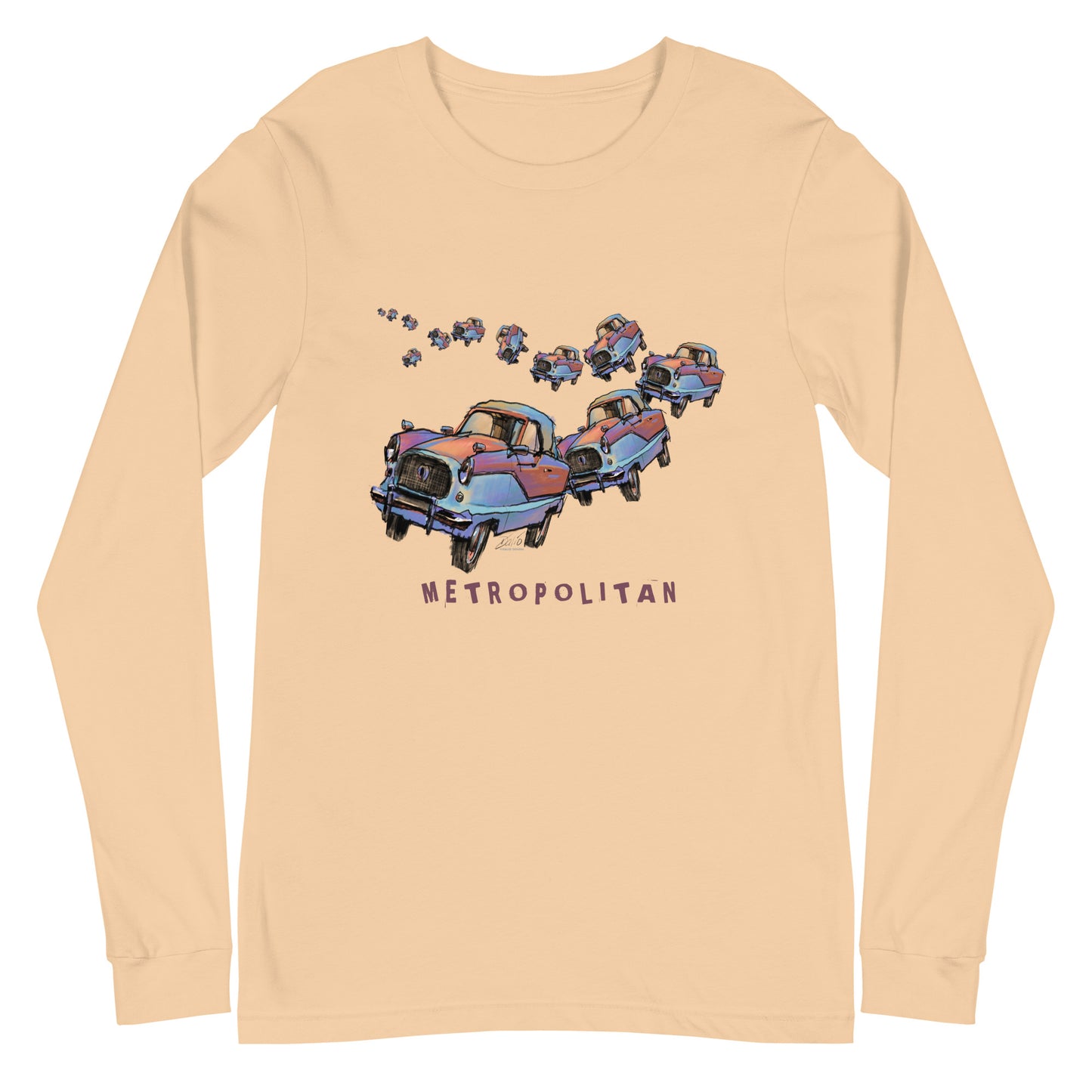Metropolitan Car Parade - dark font - Unisex Long Sleeve Tee