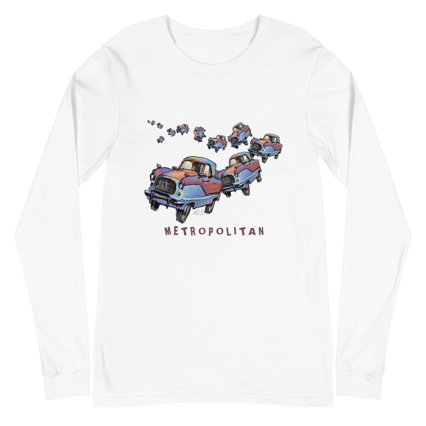 Metropolitan Car Parade - dark font - Unisex Long Sleeve Tee