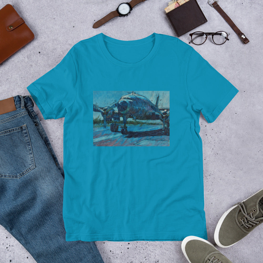 Airplane - Dark Blue/Linework - no text - Unisex t-shirt