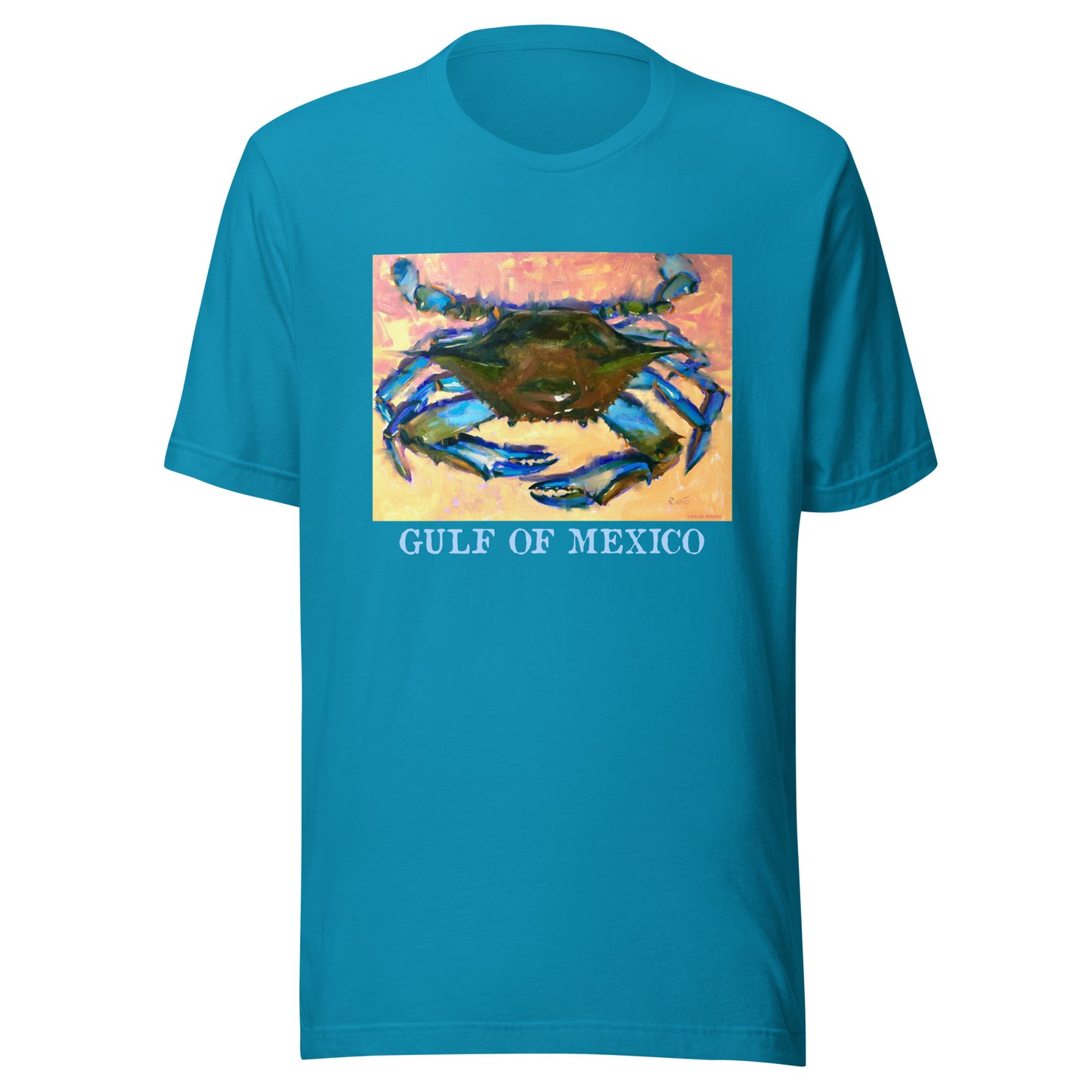 Gulf of Mexico - Blue Crab - Light Font - from oil painting - Unisex t-shirt