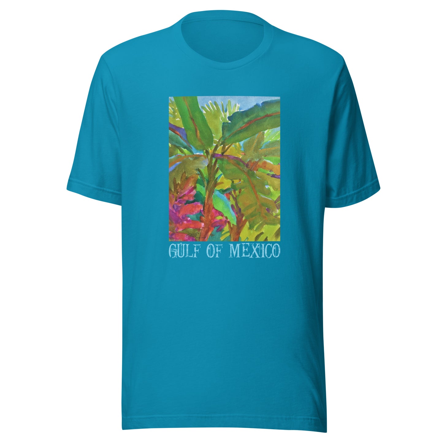 Gulf of Mexico - Banana Trees - Light Font - from watercolor - Unisex t-shirt
