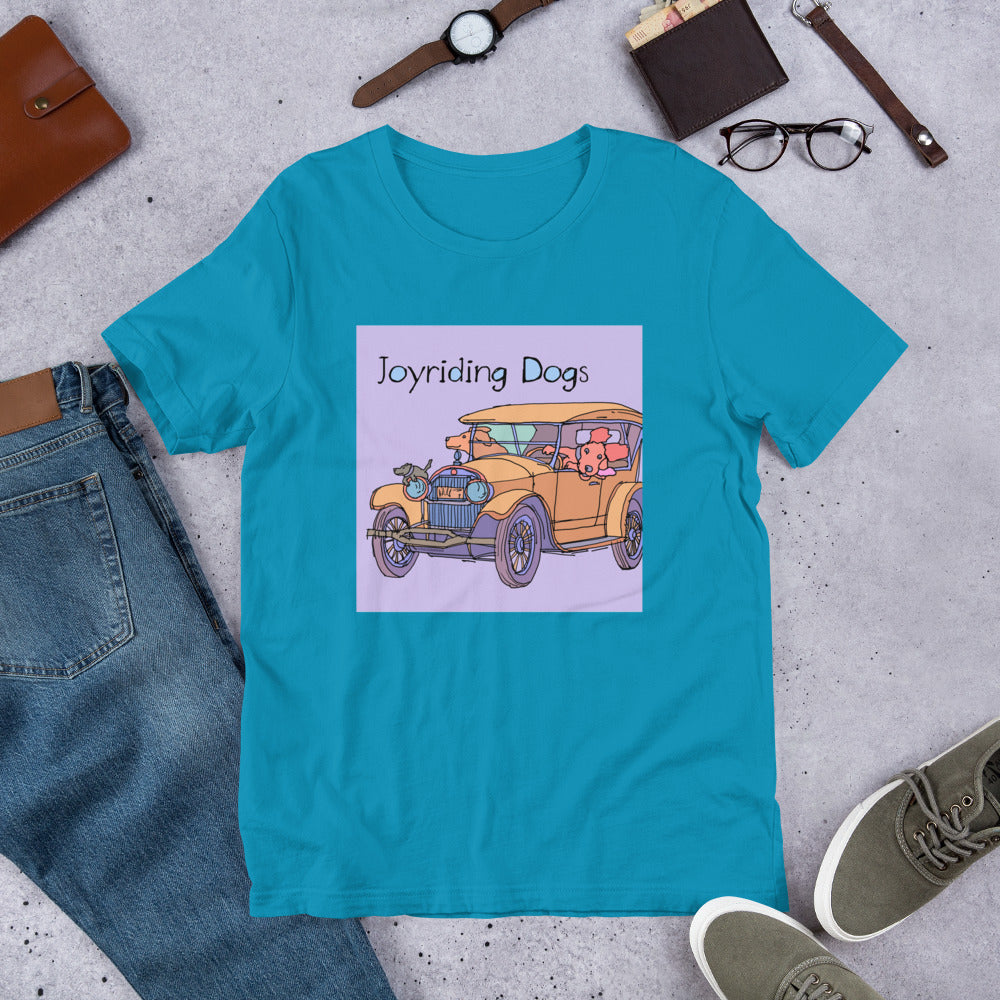 Joy riding Dogs - Yellow Car - Unisex t-shirt