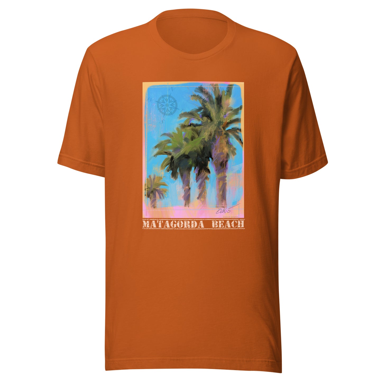 Matagorda Beach - Palms - Light Font - Unisex t-shirt
