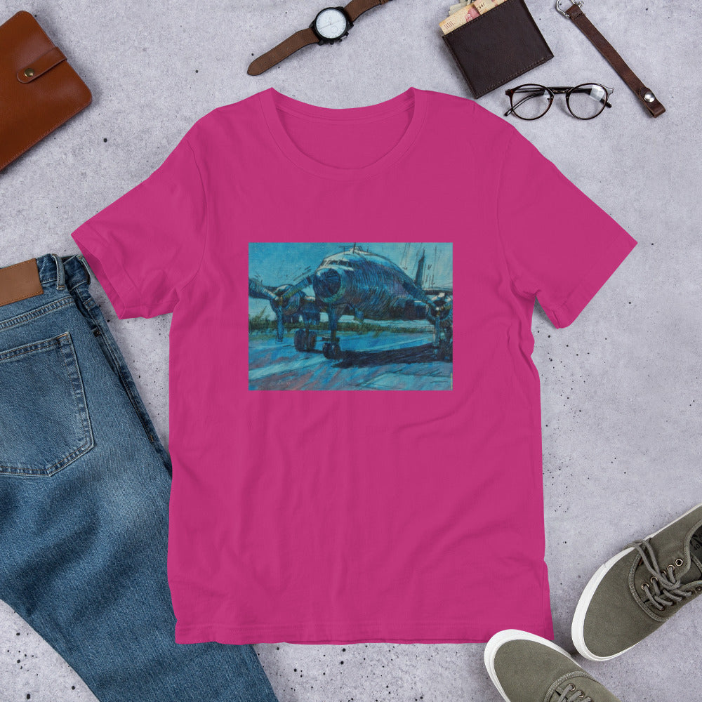 Airplane - Dark Blue/Linework - no text - Unisex t-shirt