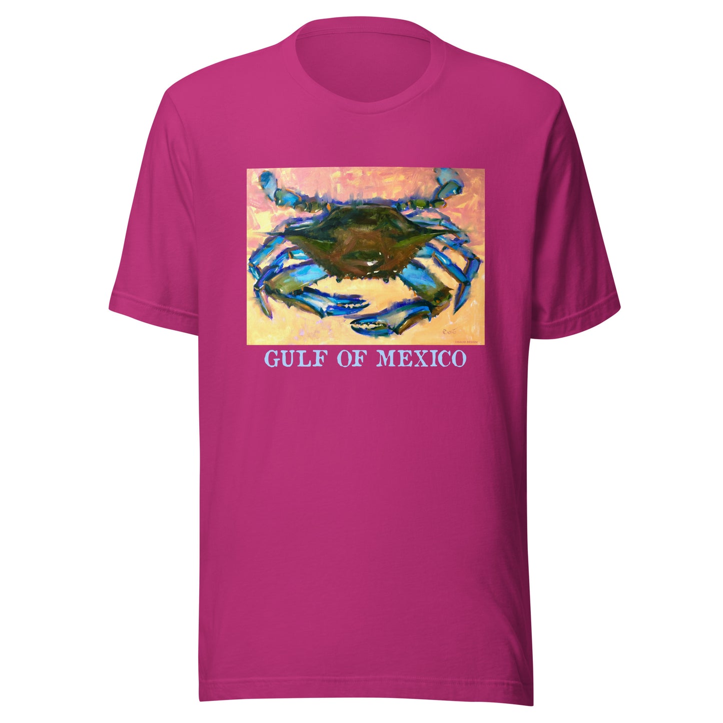 Gulf of Mexico - Blue Crab - Light Font - from oil painting - Unisex t-shirt