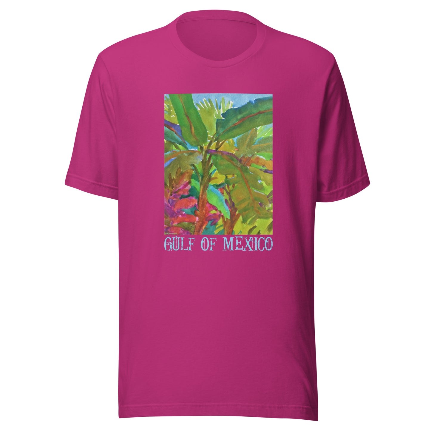 Gulf of Mexico - Banana Trees - Light Font - from watercolor - Unisex t-shirt