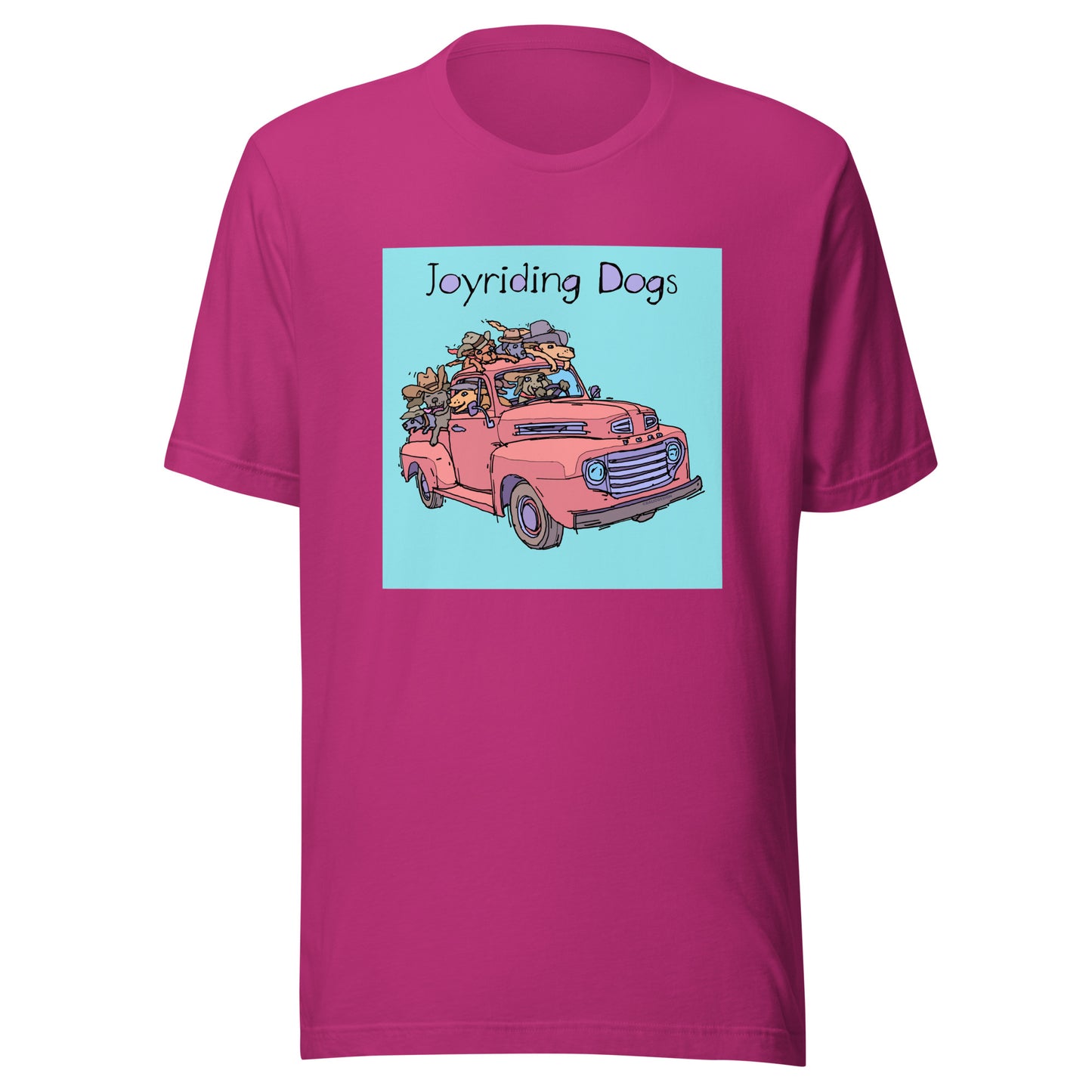 Cowboy Joyriding Dogs - Red Pickup - Unisex t-shirt