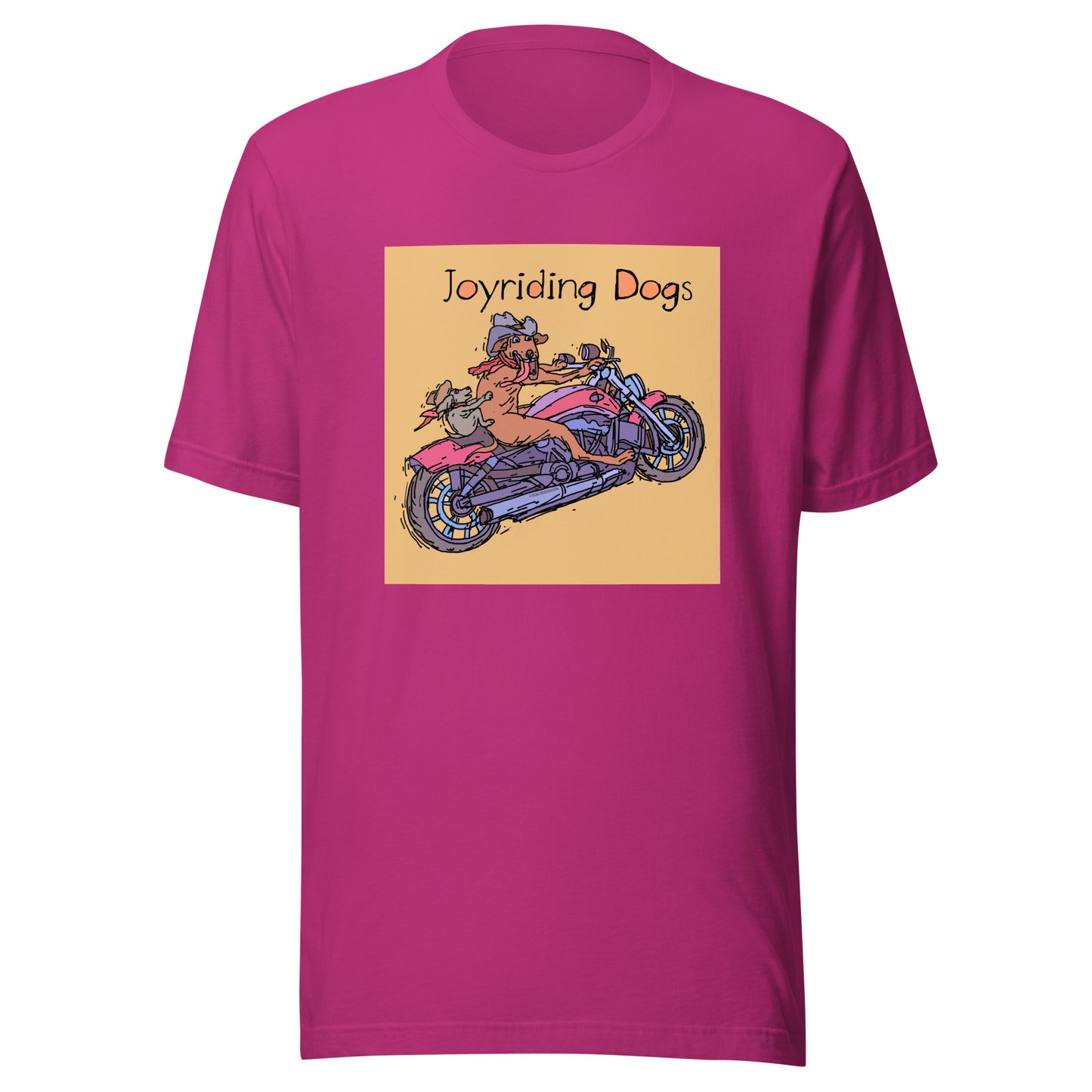 Cowboy Joyriding Dogs - Two Riders Red Motorcycle - Unisex t-shirt