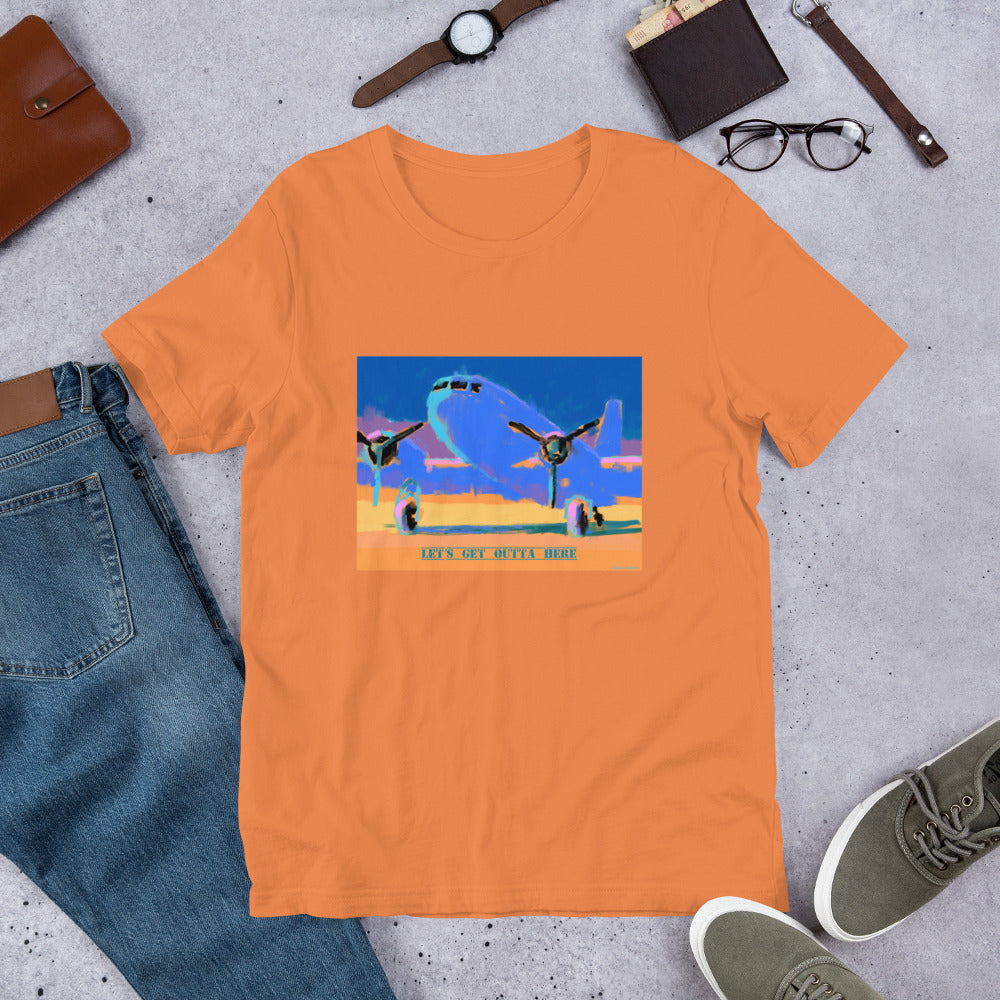 Let’s Get Outta Here - Blue/Yellow Airplane - Unisex t-shirt
