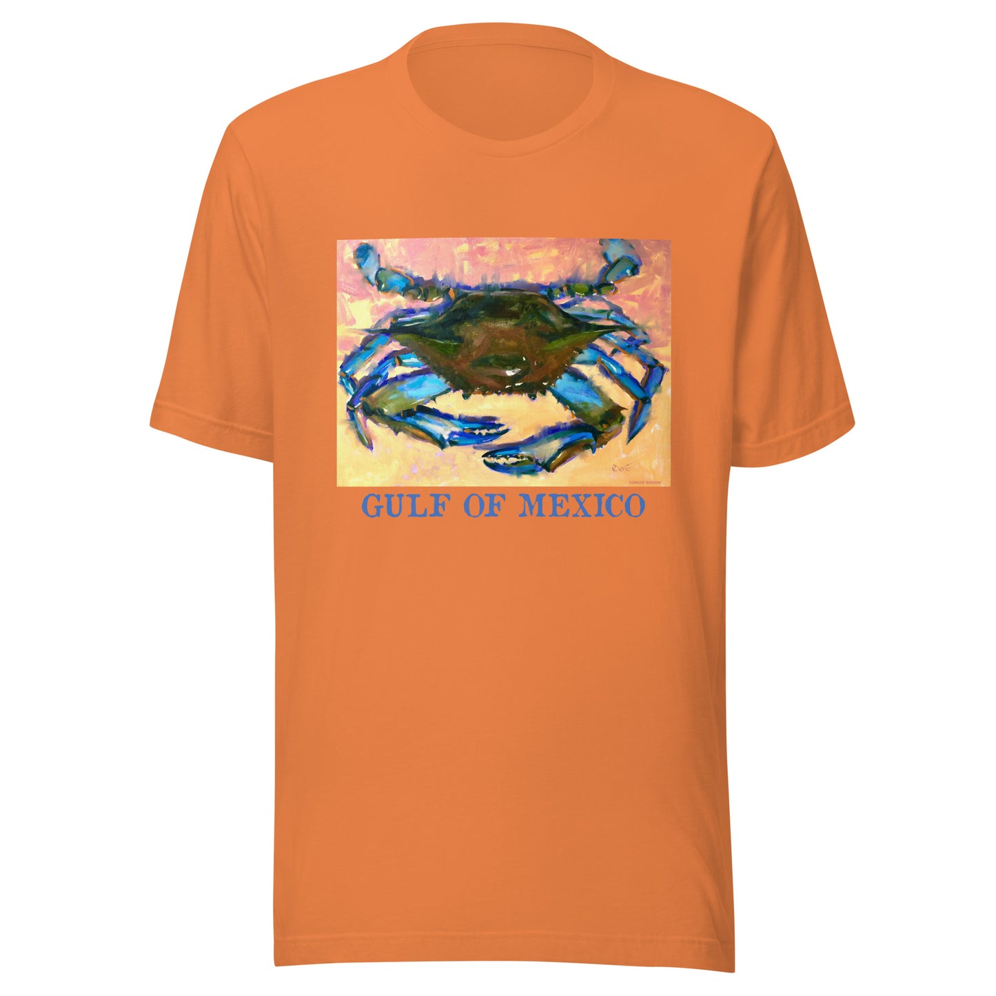 Gulf of Mexico - Blue Crab - Dark Font - from oil painting - Unisex t-shirt