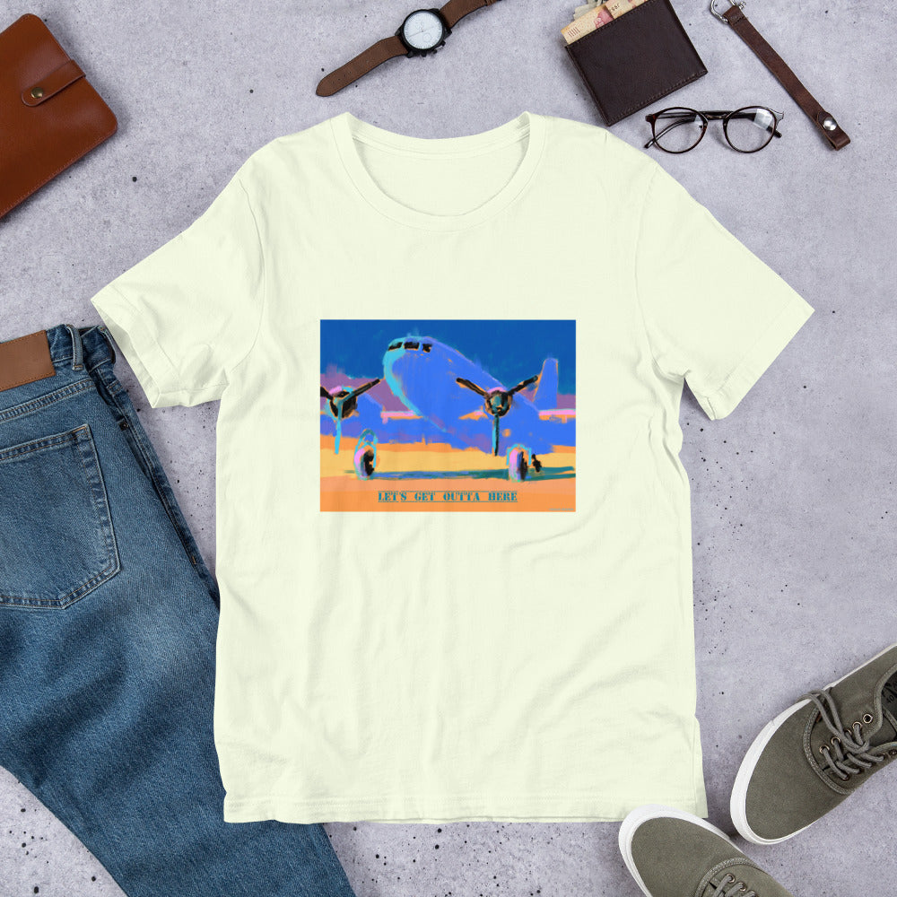 Let’s Get Outta Here - Blue/Yellow Airplane - Unisex t-shirt