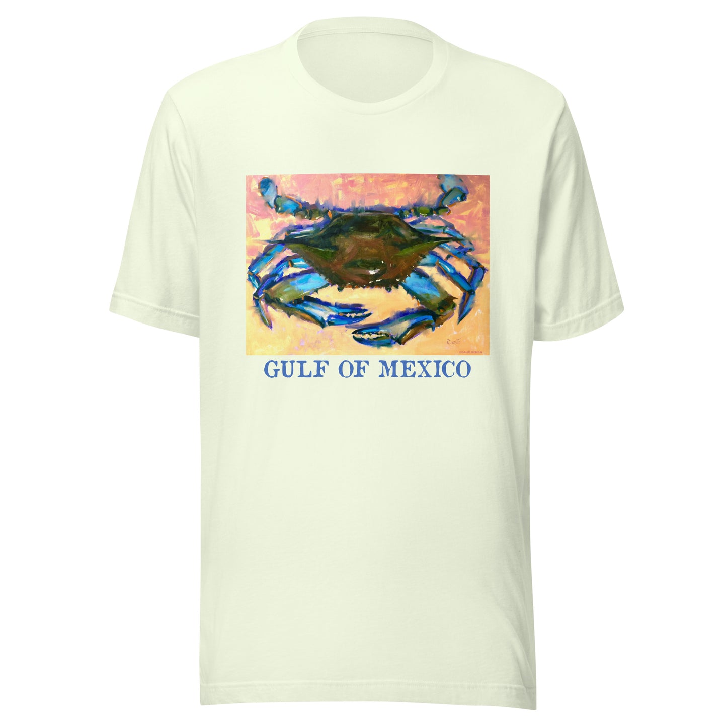 Gulf of Mexico - Blue Crab - Dark Font - from oil painting - Unisex t-shirt