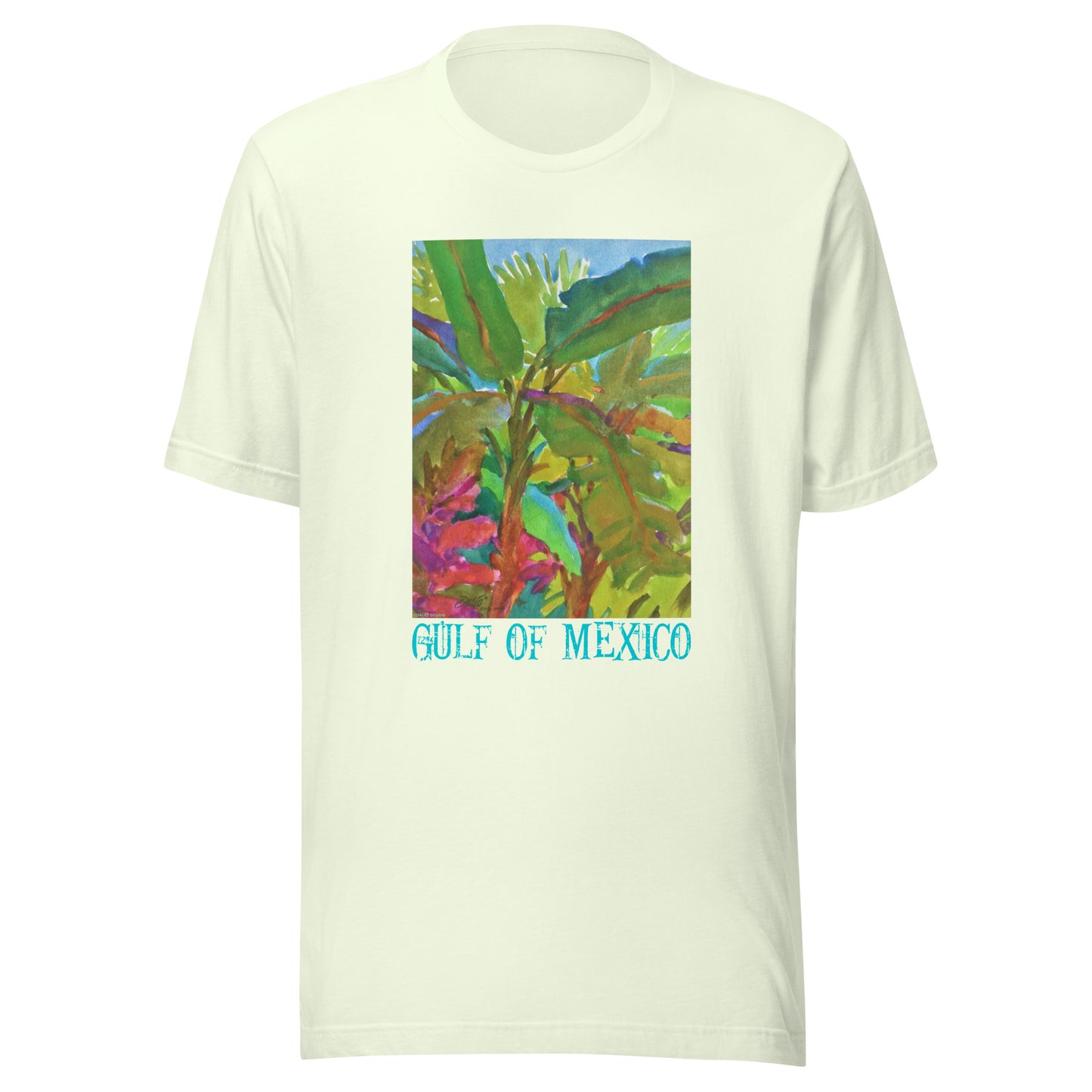 Gulf of Mexico - Banana Trees - Dark Font - from watercolor = Unisex t-shirt