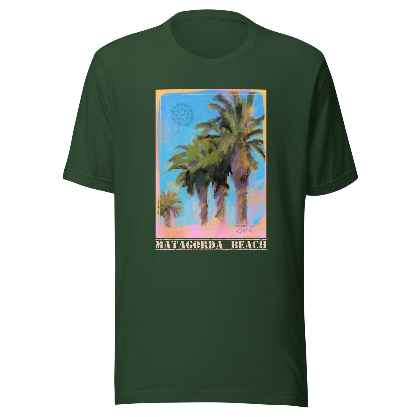 Matagorda Beach - Palms - Light Font - Unisex t-shirt