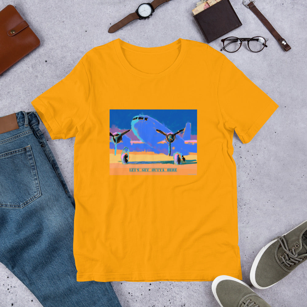 Let’s Get Outta Here - Blue/Yellow Airplane - Unisex t-shirt