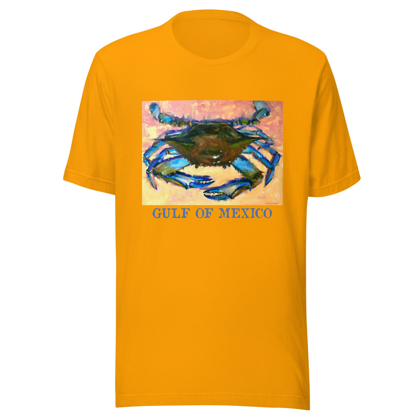Gulf of Mexico - Blue Crab - Dark Font - from oil painting - Unisex t-shirt