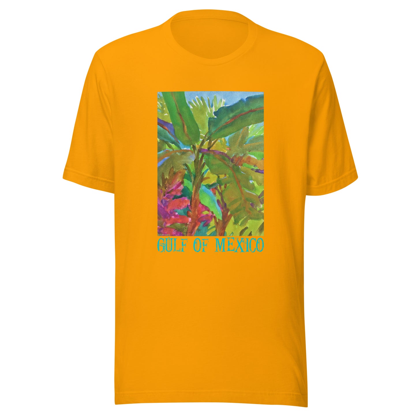 Gulf of Mexico - Banana Trees - Dark Font - from watercolor = Unisex t-shirt