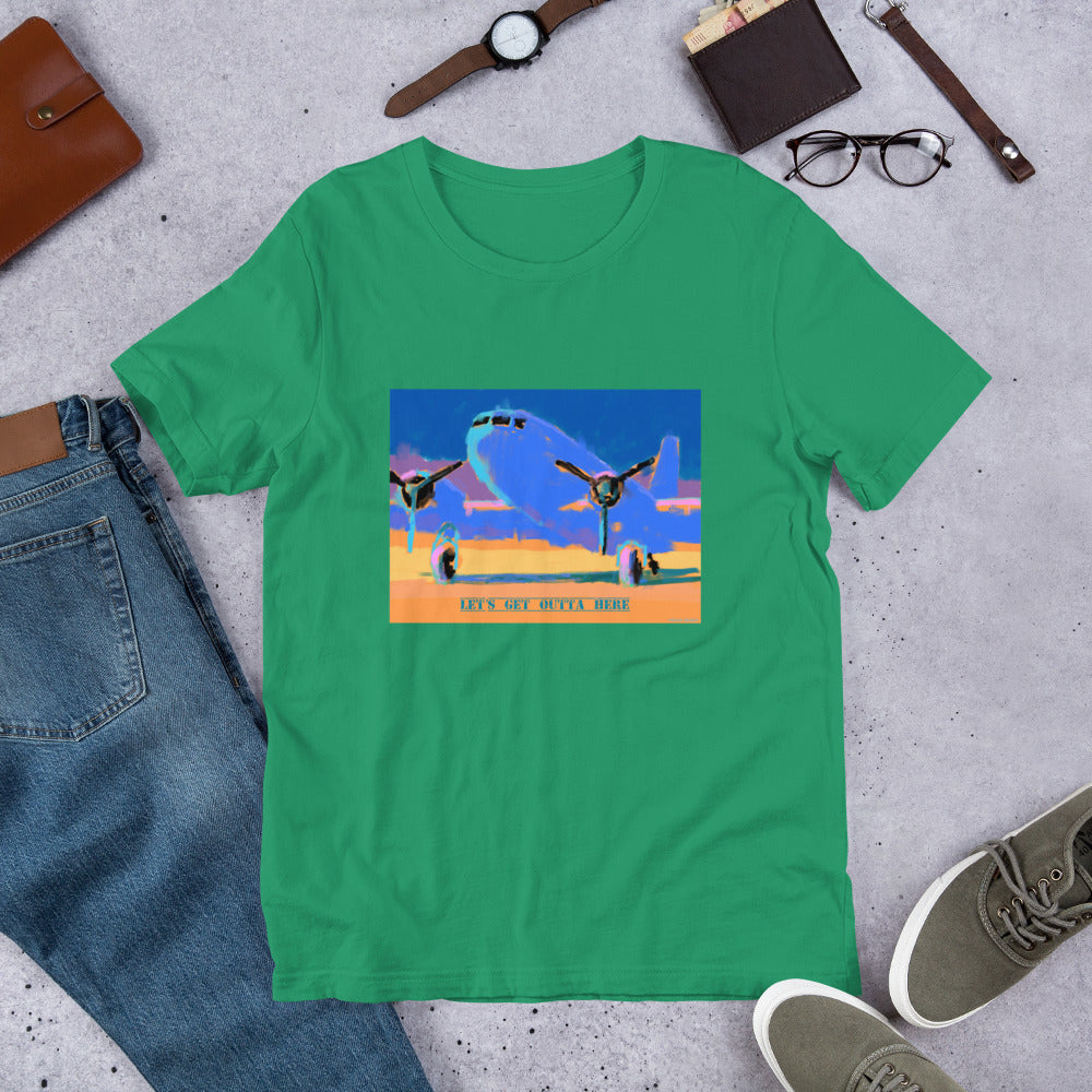 Let’s Get Outta Here - Blue/Yellow Airplane - Unisex t-shirt