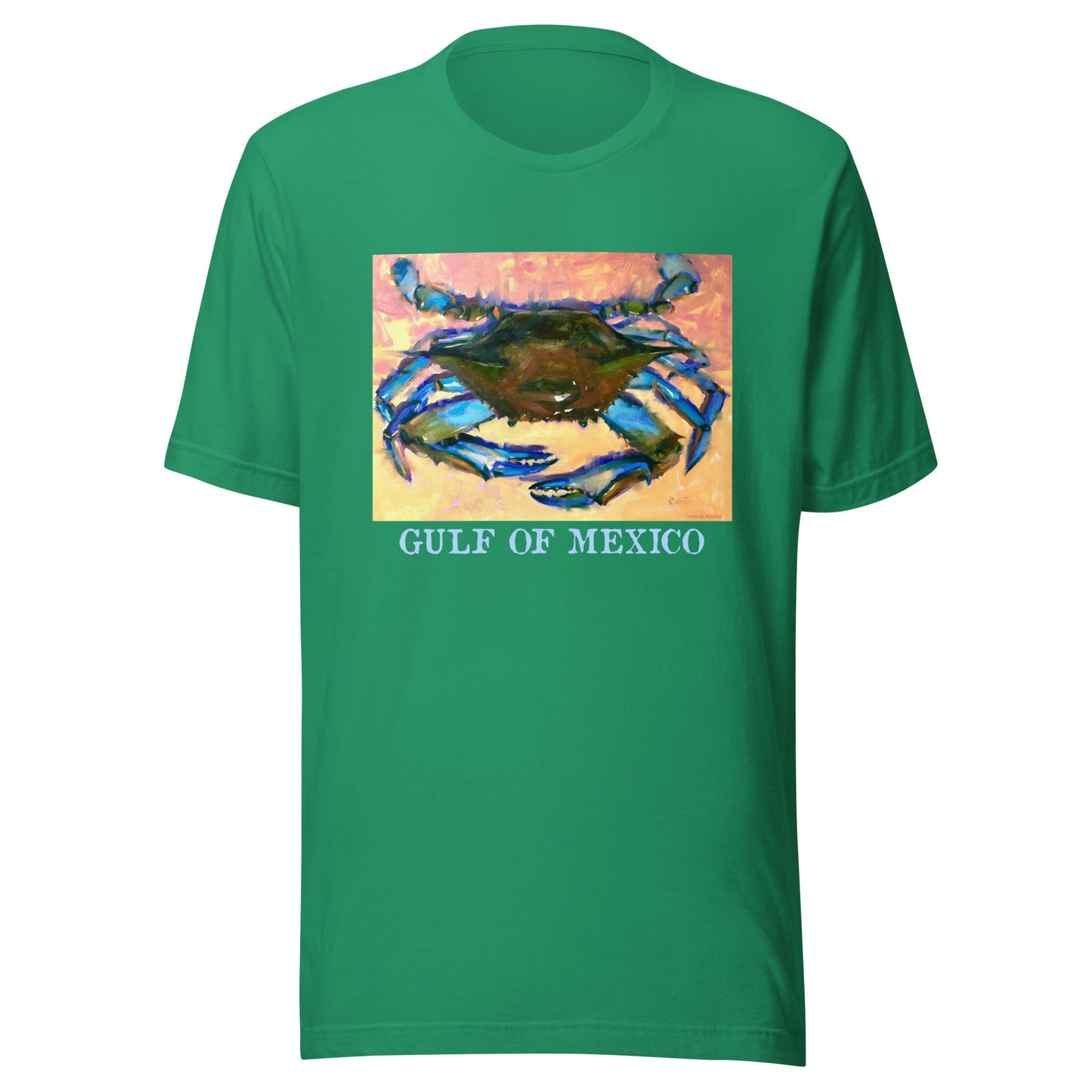 Gulf of Mexico - Blue Crab - Light Font - from oil painting - Unisex t-shirt