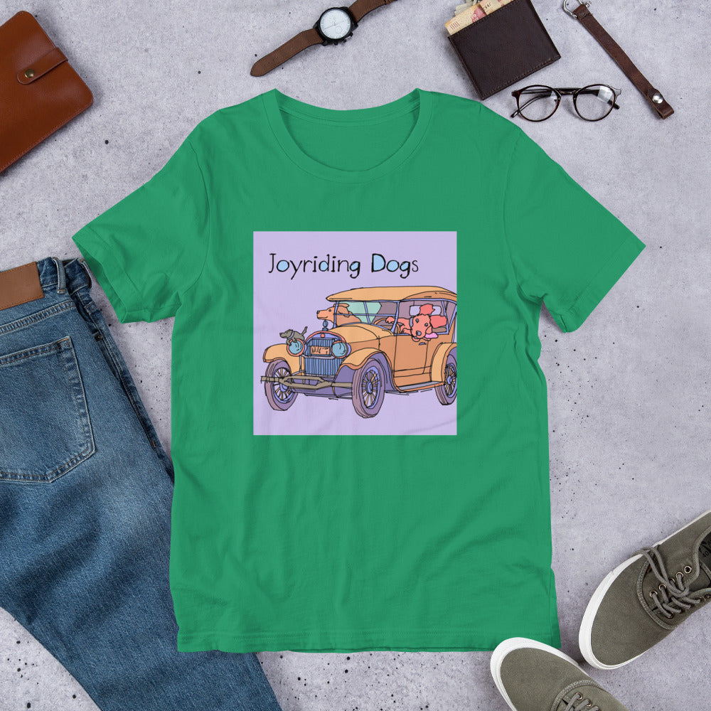 Joy riding Dogs - Yellow Car - Unisex t-shirt