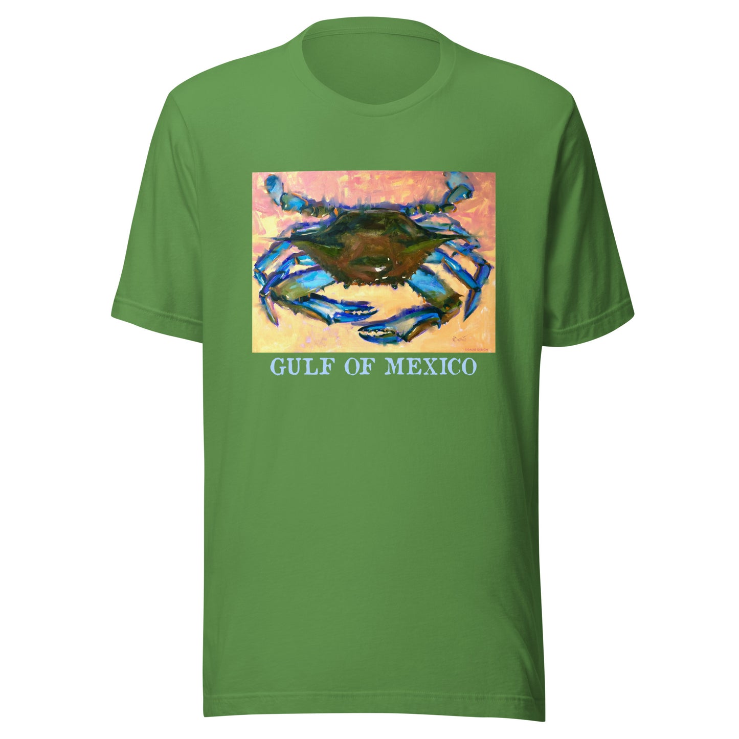 Gulf of Mexico - Blue Crab - Light Font - from oil painting - Unisex t-shirt