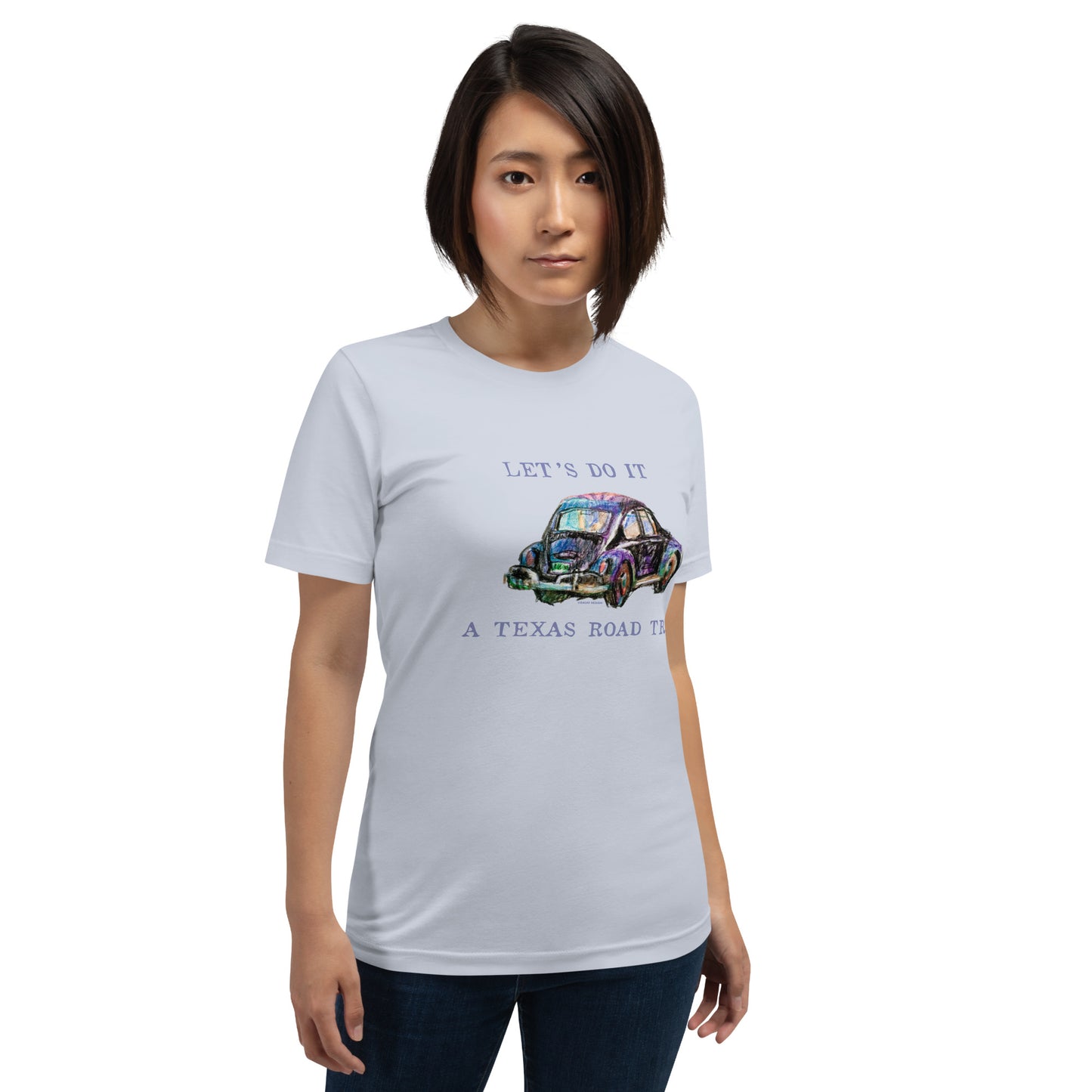 Let’s Do It - A Texas Road Trip - VW Beetle - Dark Font - Unisex t-shirt