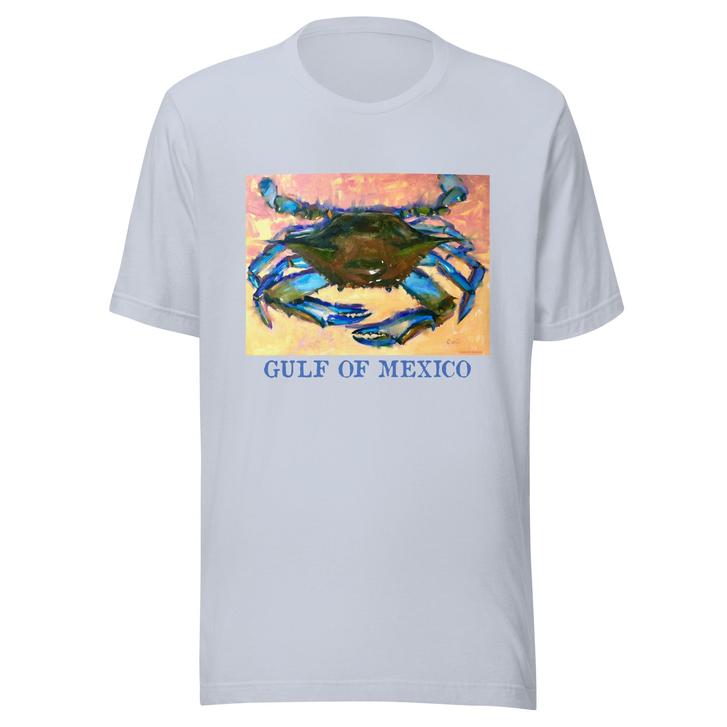 Gulf of Mexico - Blue Crab - Dark Font - from oil painting - Unisex t-shirt