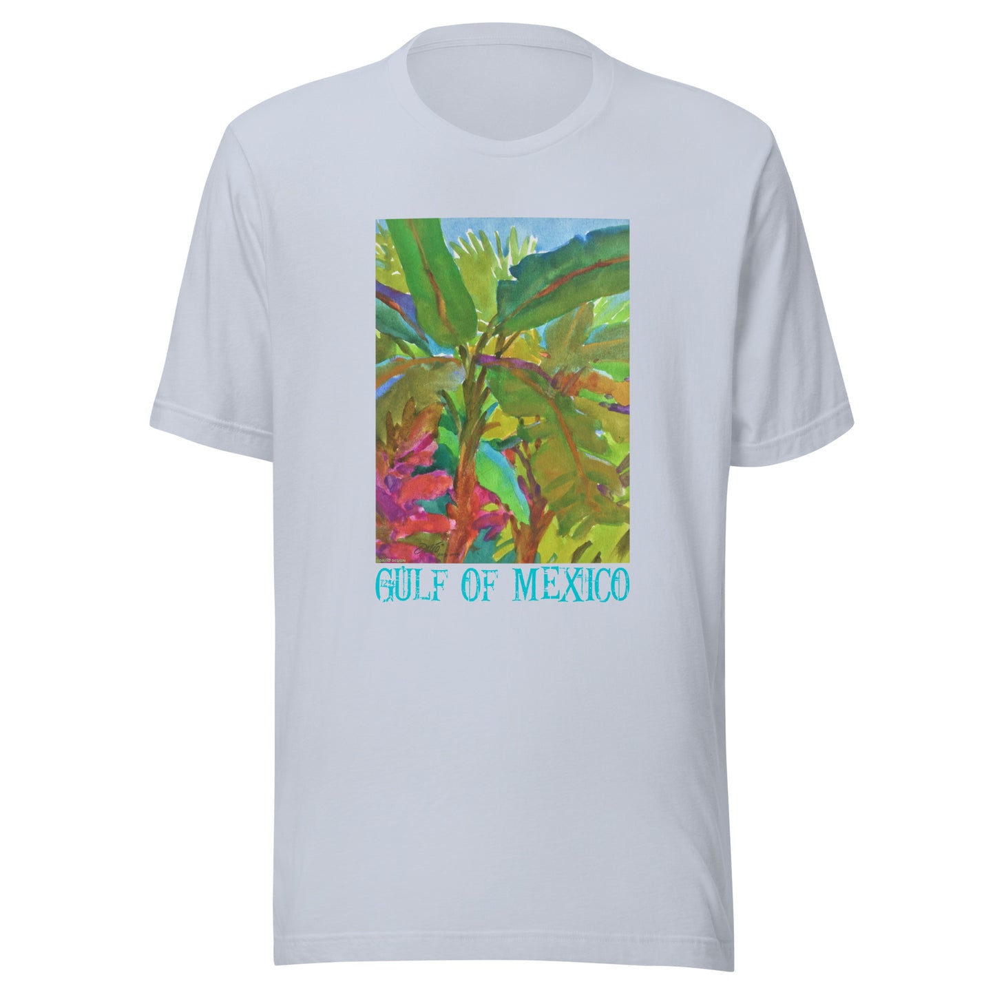 Gulf of Mexico - Banana Trees - Dark Font - from watercolor = Unisex t-shirt