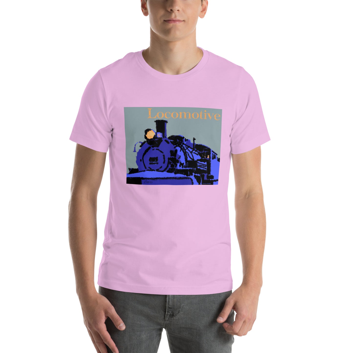 Locomotive - Blue Graphic w/text - Unisex t-shirt