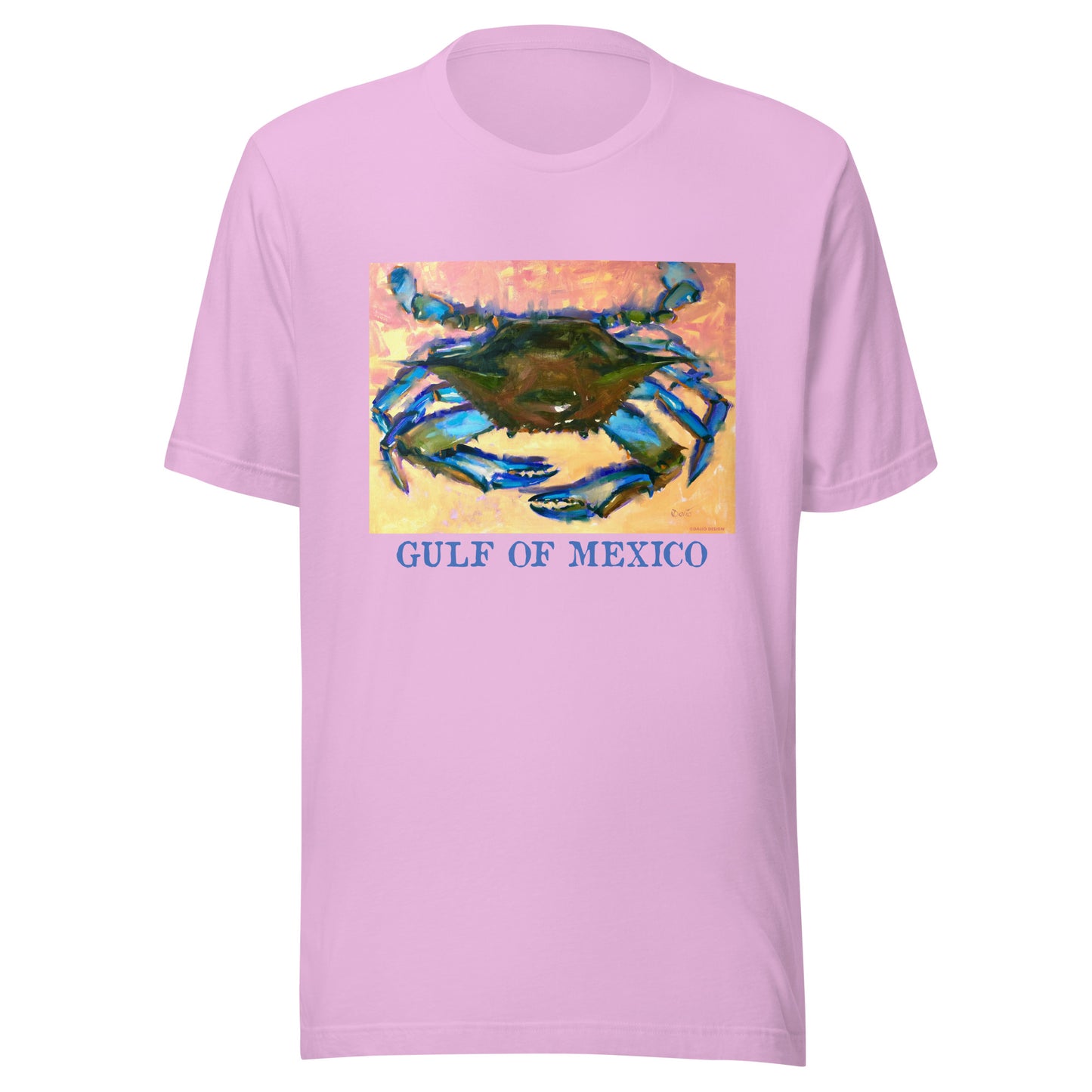 Gulf of Mexico - Blue Crab - Dark Font - from oil painting - Unisex t-shirt