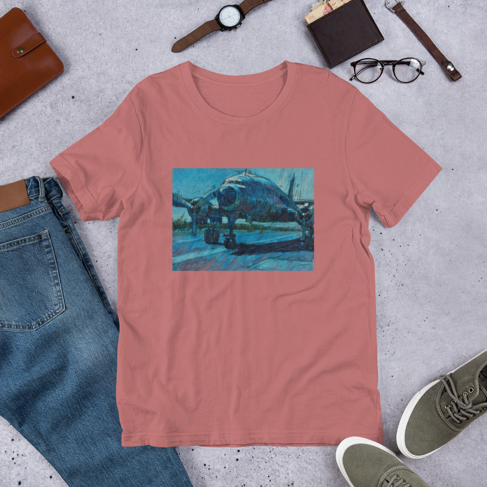 Airplane - Dark Blue/Linework - no text - Unisex t-shirt
