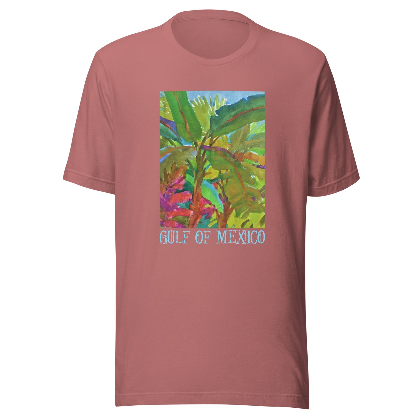 Gulf of Mexico - Banana Trees - Light Font - from watercolor - Unisex t-shirt