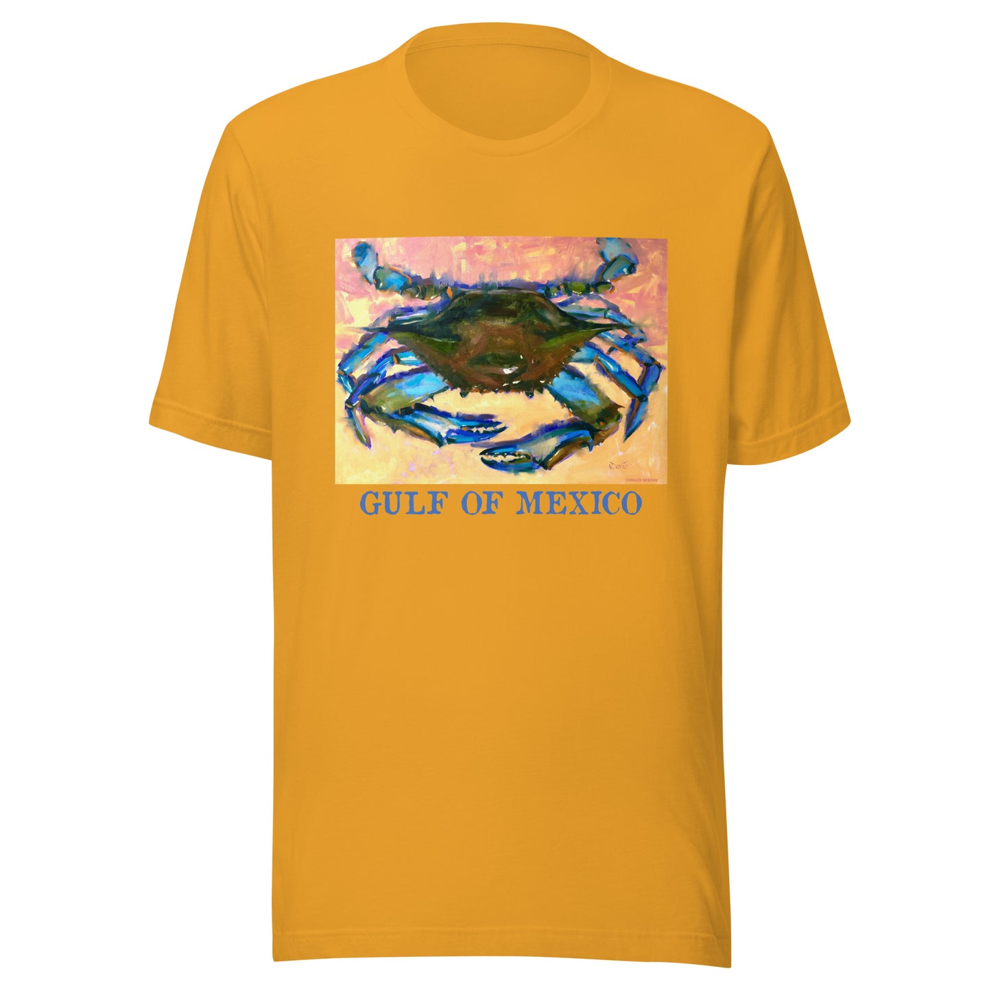Gulf of Mexico - Blue Crab - Dark Font - from oil painting - Unisex t-shirt