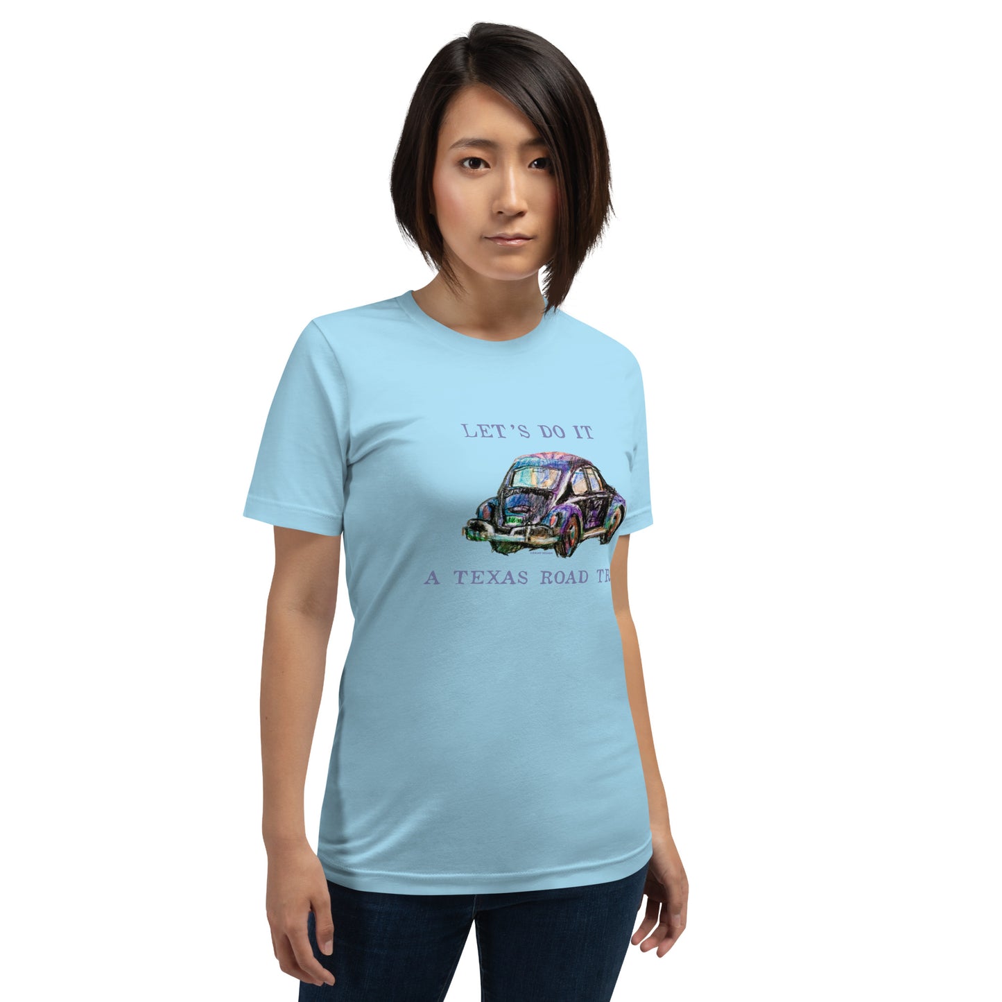 Let’s Do It - A Texas Road Trip - VW Beetle - Dark Font - Unisex t-shirt