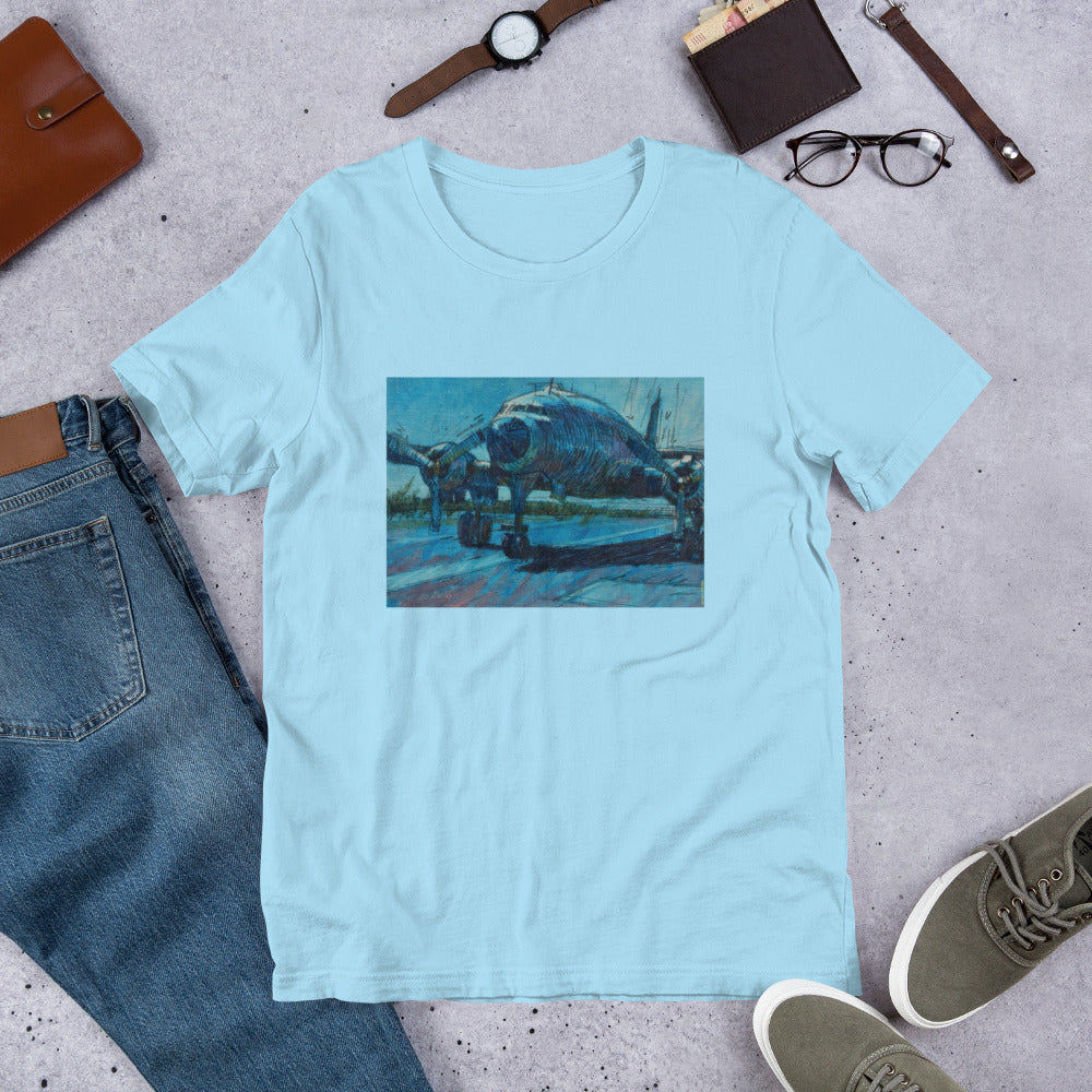 Airplane - Dark Blue/Linework - no text - Unisex t-shirt