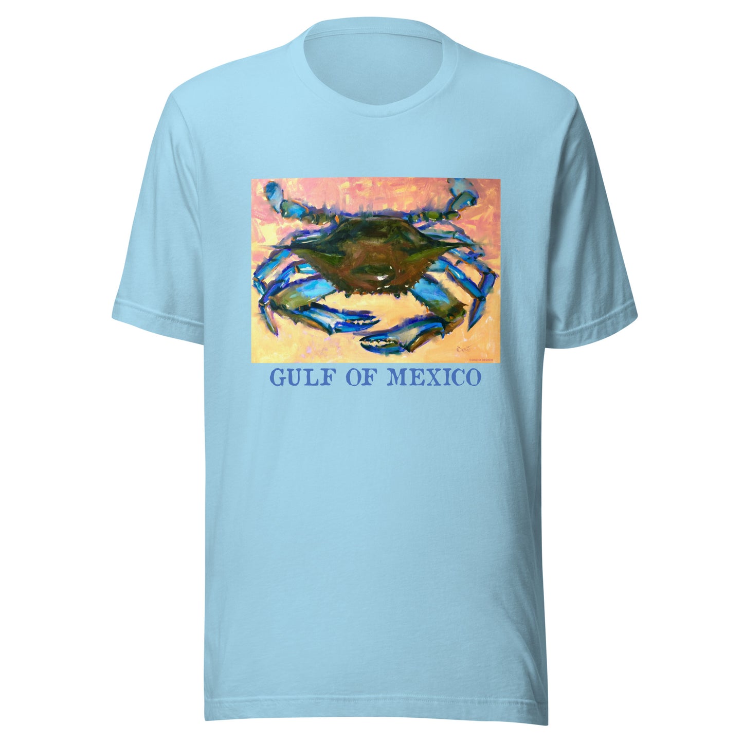 Gulf of Mexico - Blue Crab - Dark Font - from oil painting - Unisex t-shirt