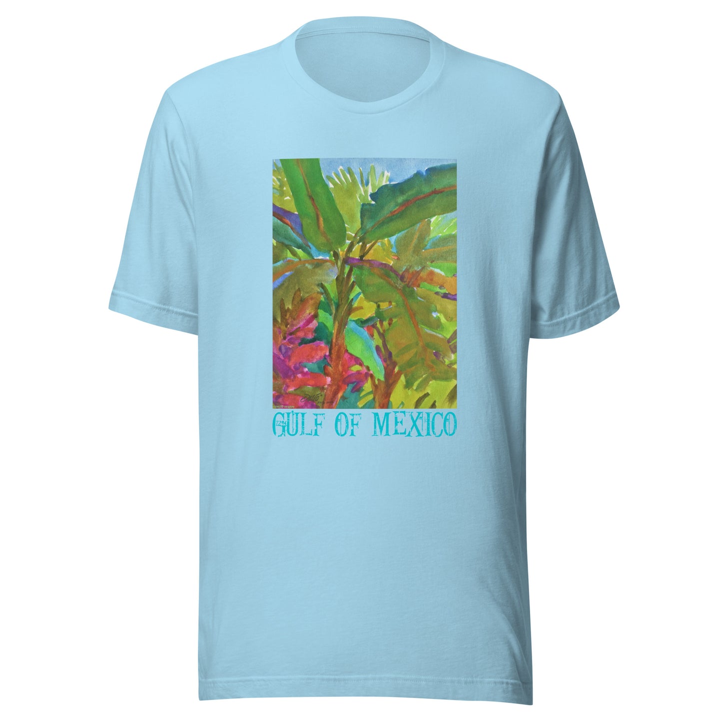 Gulf of Mexico - Banana Trees - Dark Font - from watercolor = Unisex t-shirt