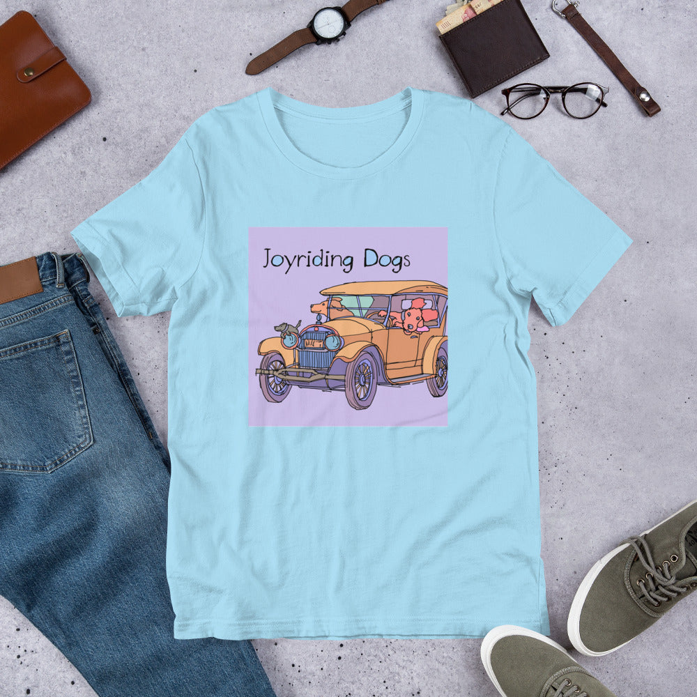 Joy riding Dogs - Yellow Car - Unisex t-shirt