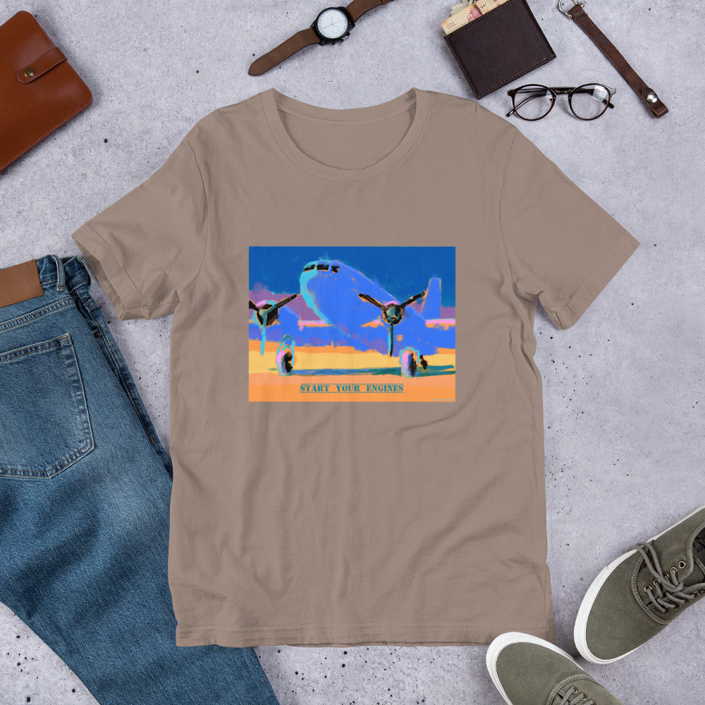 Start Your Engines - Blue/Yellow Airplane - Unisex t-shirt