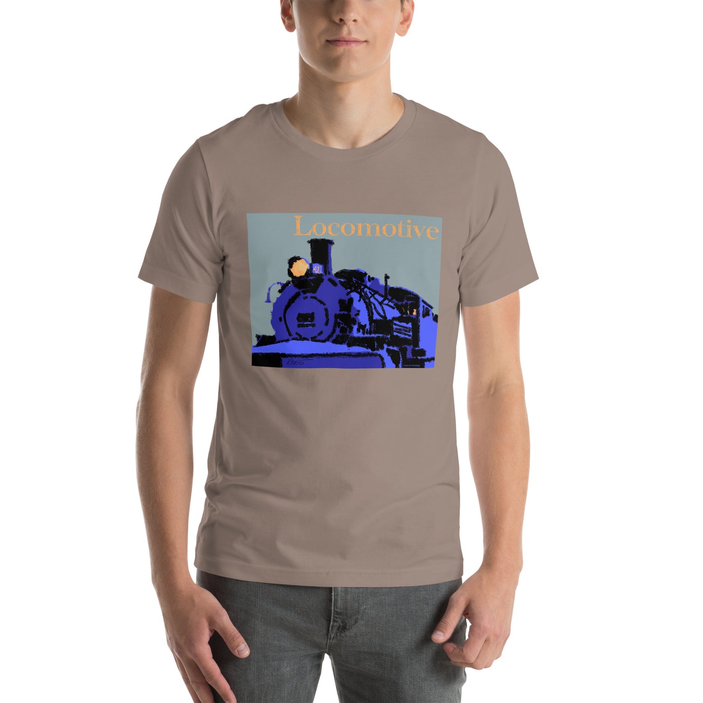 Locomotive - Blue Graphic w/text - Unisex t-shirt