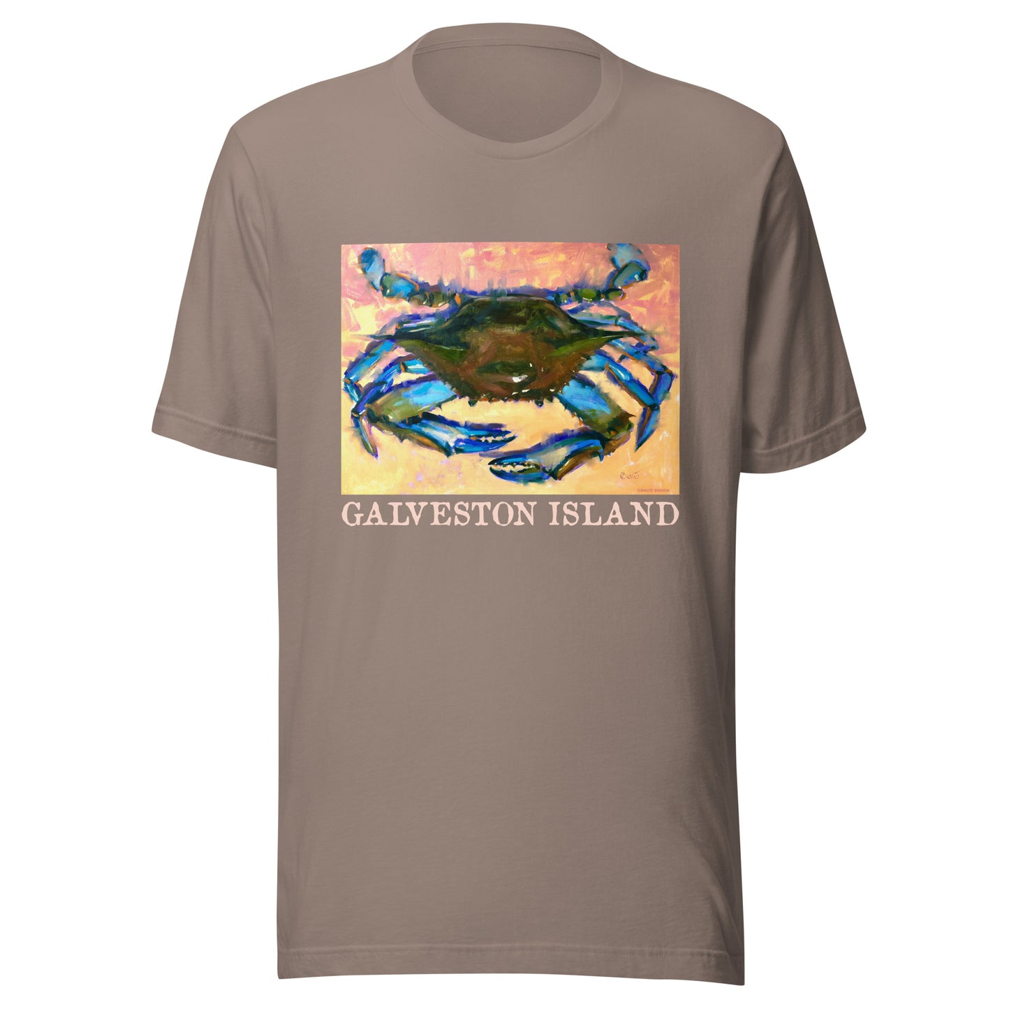 Galveston Island - Blue Crab - Light Font - from oil painting - Unisex t-shirt