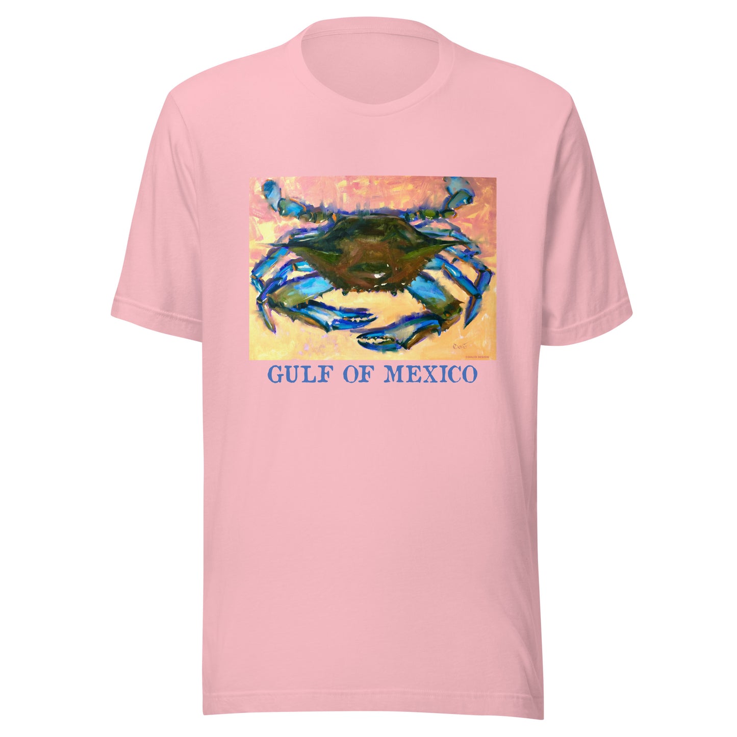 Gulf of Mexico - Blue Crab - Dark Font - from oil painting - Unisex t-shirt