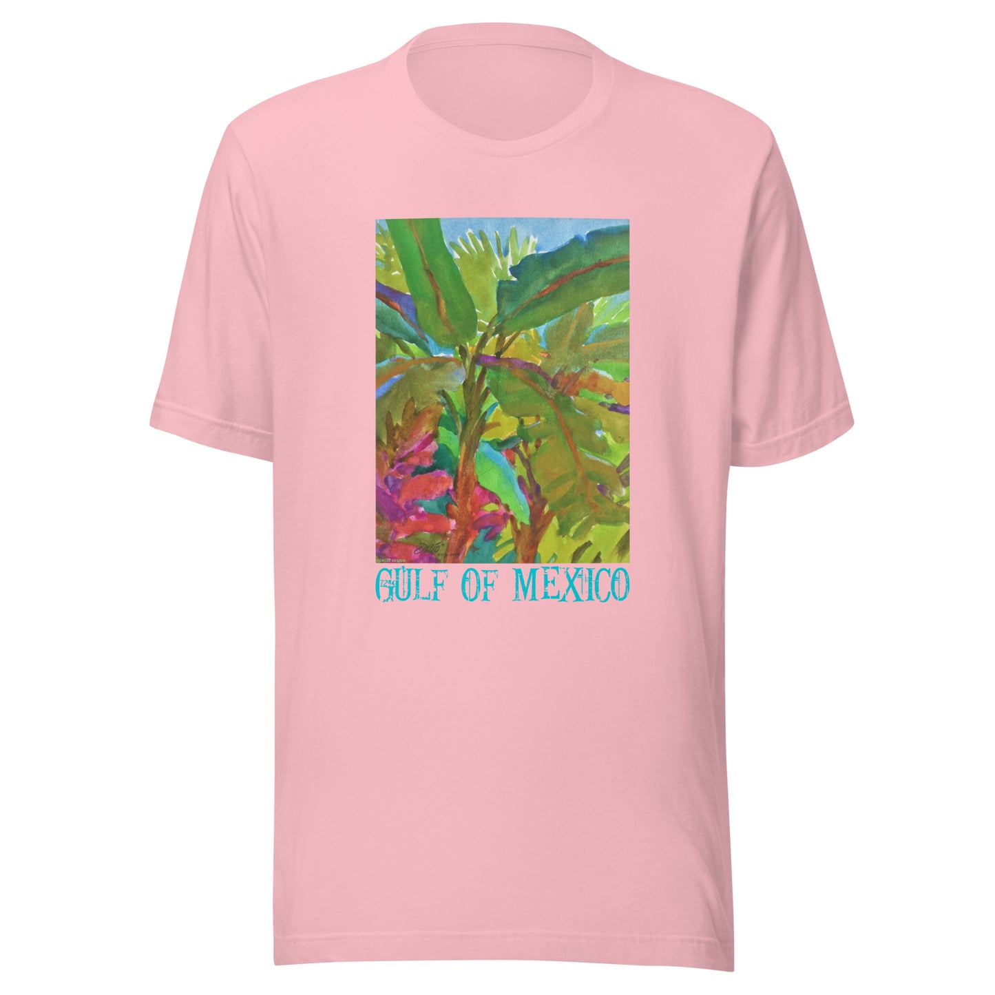 Gulf of Mexico - Banana Trees - Dark Font - from watercolor = Unisex t-shirt