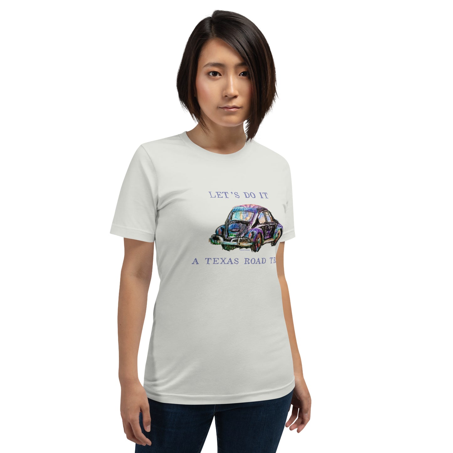 Let’s Do It - A Texas Road Trip - VW Beetle - Dark Font - Unisex t-shirt