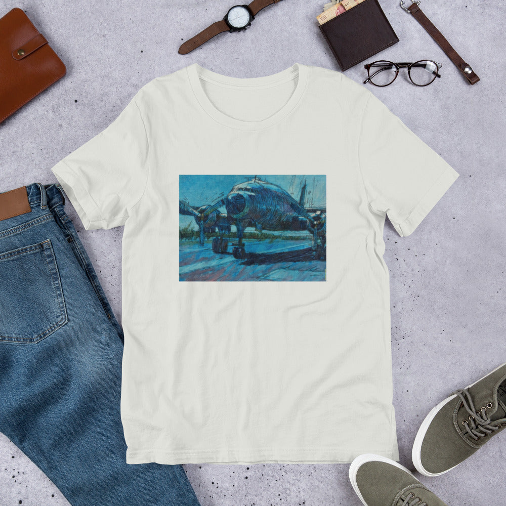 Airplane - Dark Blue/Linework - no text - Unisex t-shirt