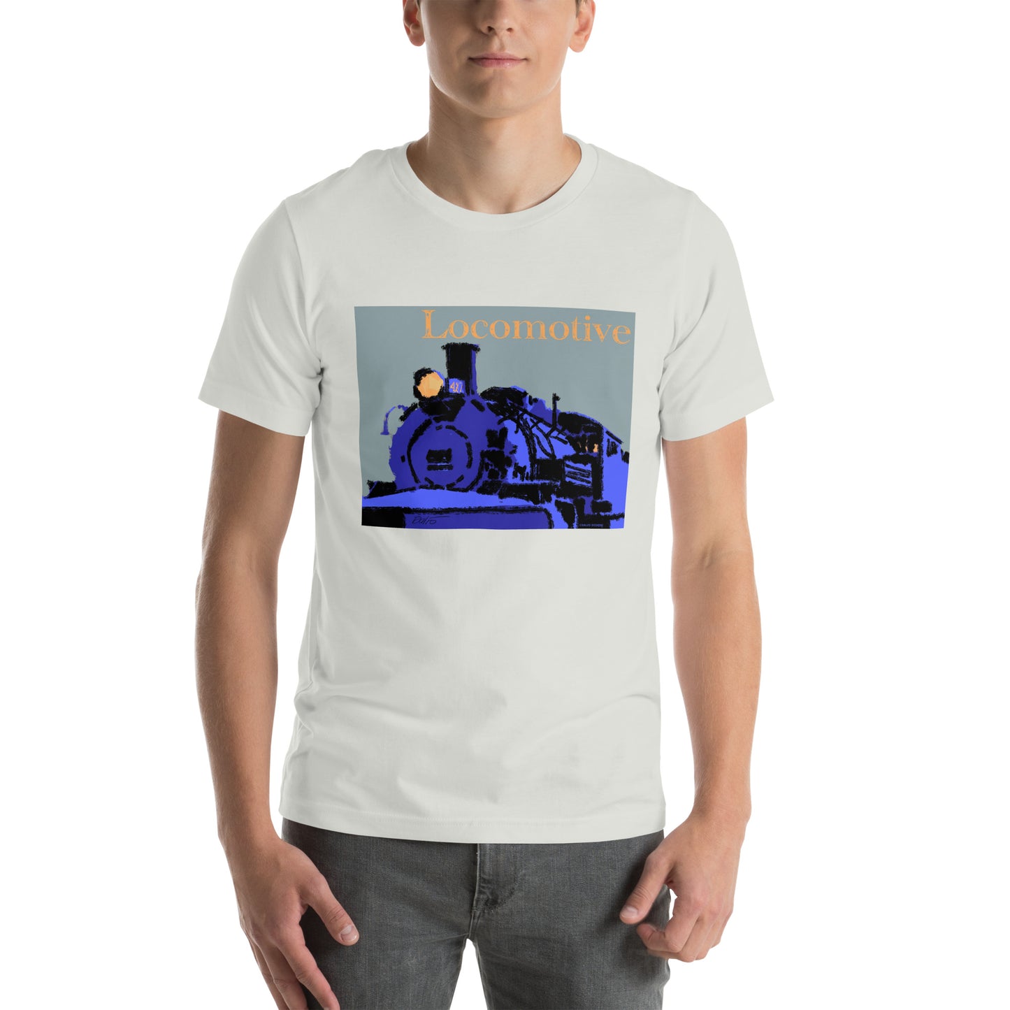 Locomotive - Blue Graphic w/text - Unisex t-shirt