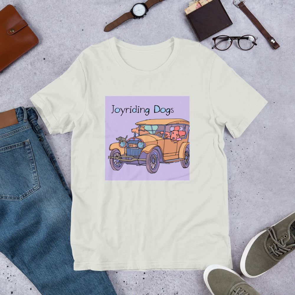 Joy riding Dogs - Yellow Car - Unisex t-shirt