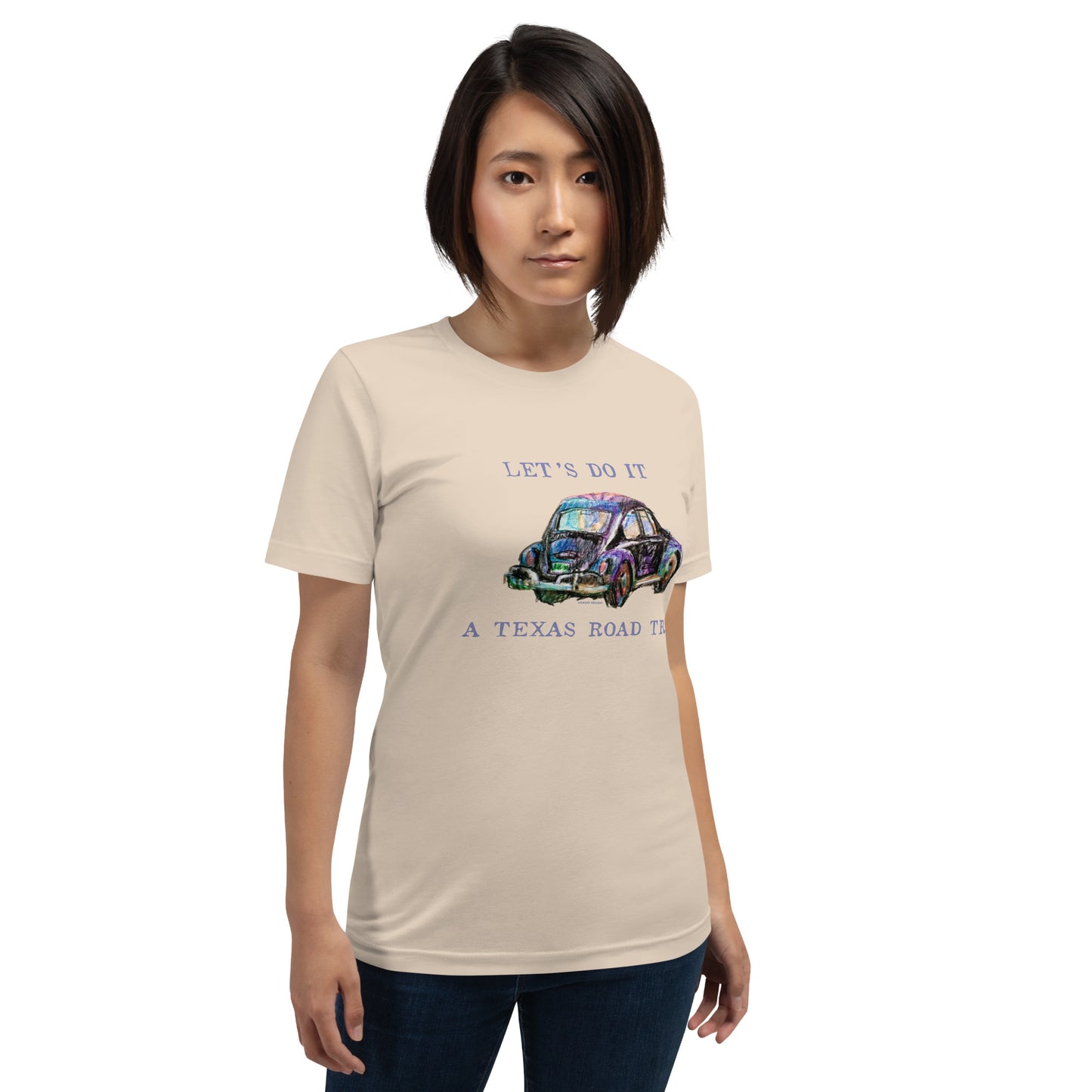 Let’s Do It - A Texas Road Trip - VW Beetle - Dark Font - Unisex t-shirt