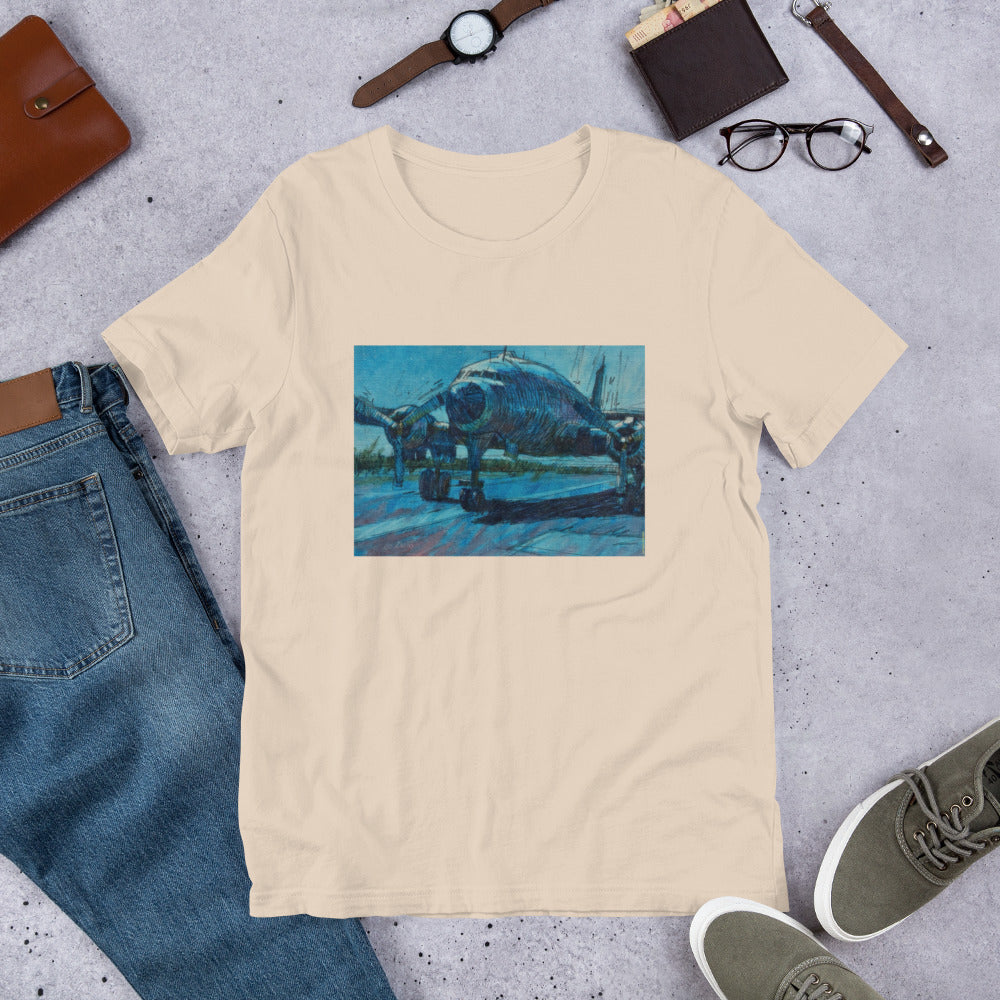 Airplane - Dark Blue/Linework - no text - Unisex t-shirt